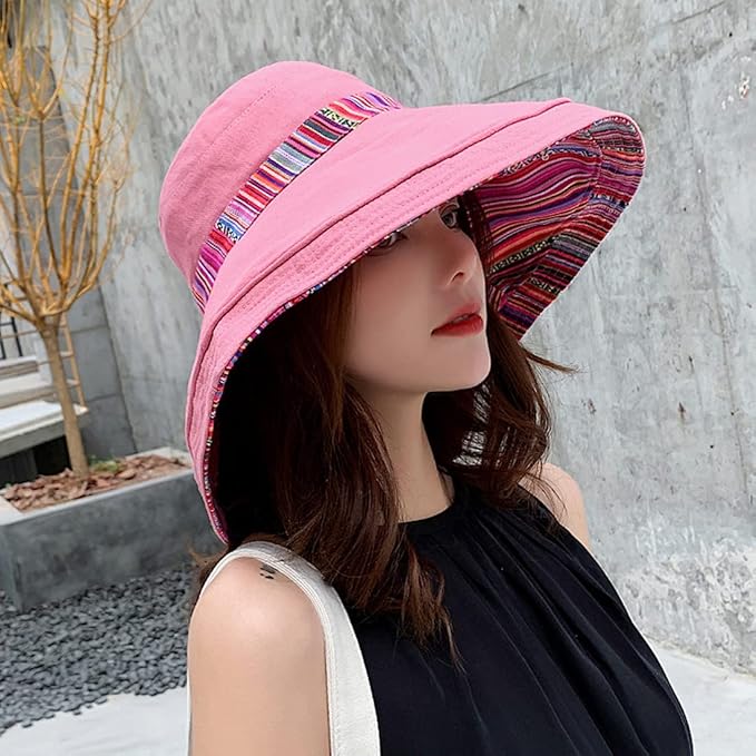 Women Wide Brim Sun Hats Metal Wired Edge Summer UV Protection Beach Fishing Hat - Image 5