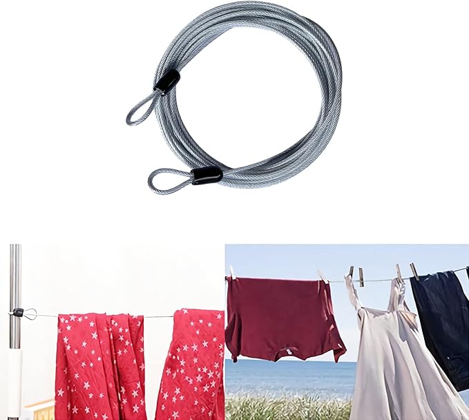 30FT 3mm Outdoor Travel Long Security Cable Lock, Braided Steel Coated Safety - Image 4