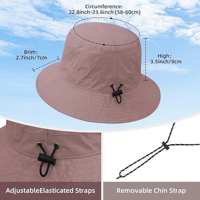 Durio Waterproof Bucket Hats for Woman UPF 50+ Sun Hat UV Protection Packable - Image 3