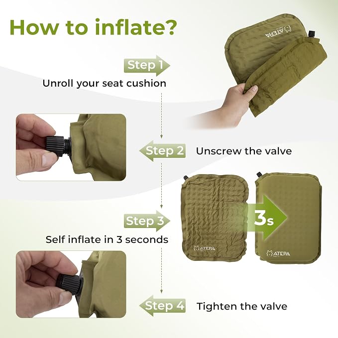 ATEPA Inflatable Stadium Seat Cushion, Self-Inflating Memory Foam Stadium Seats - Image 3