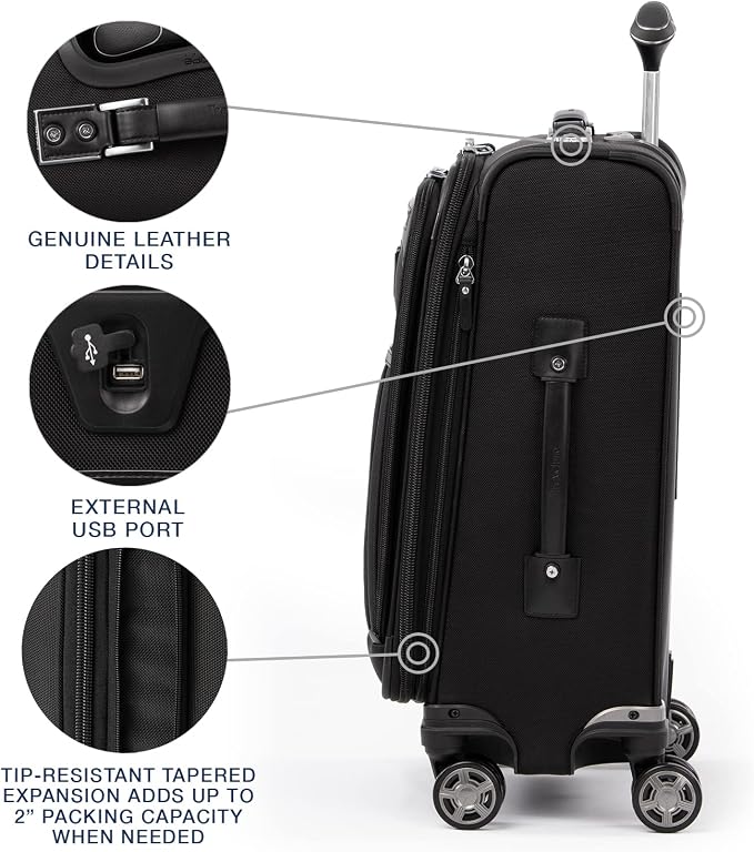 Travelpro Platinum Elite Softside Expandable Carry on Luggage, 8 Wheel Spinner - Image 4