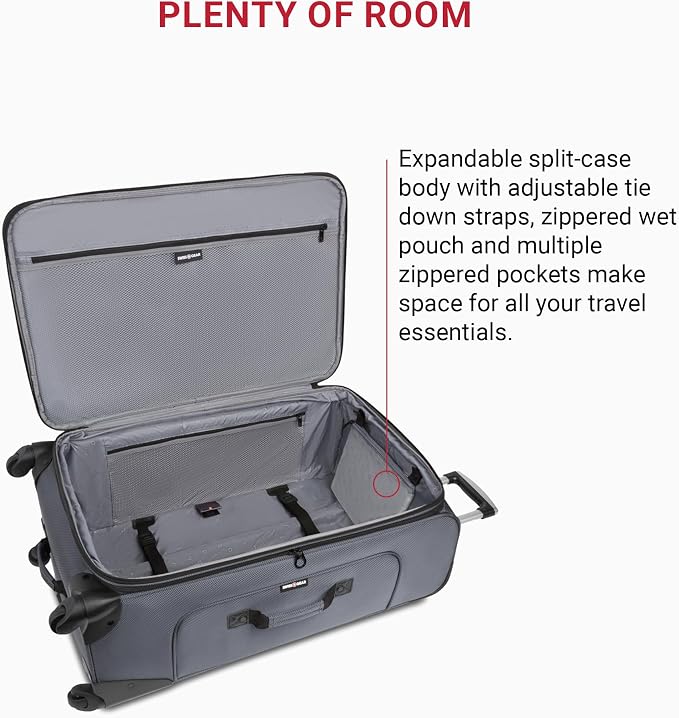 SwissGear Sion Softside Expandable Luggage, Dark Grey, Checked-Large 29-Inch - Image 5