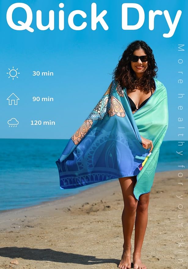 6 Pack Microfiber Lightweight Beach Towel Sand Free Quick Dry Absorbent Thin - Image 5