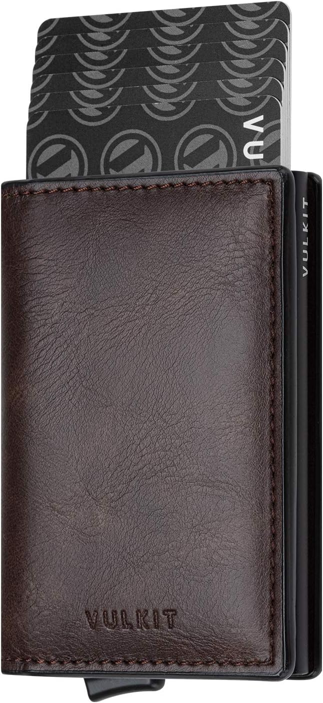 VULKIT Card Holder Pop Up Slim Wallet Leather RFID Blocking Card Case Up to 8 by VULKIT