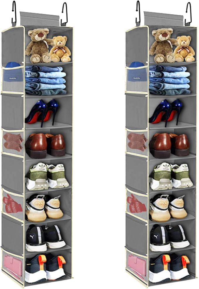 2 Pack Large-Sized Hanging Shoe Organizer 8-Shelf, Hanging Closet Organizer by ROOMTALK