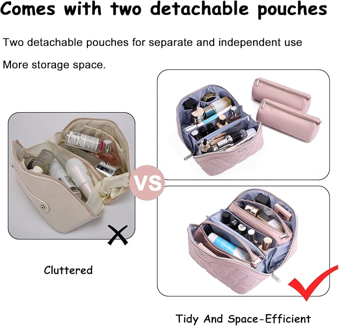 Travel Makeup Bags for Women Cosmetic Bag: Puffy Make up Bags Set of 3 - Image 6