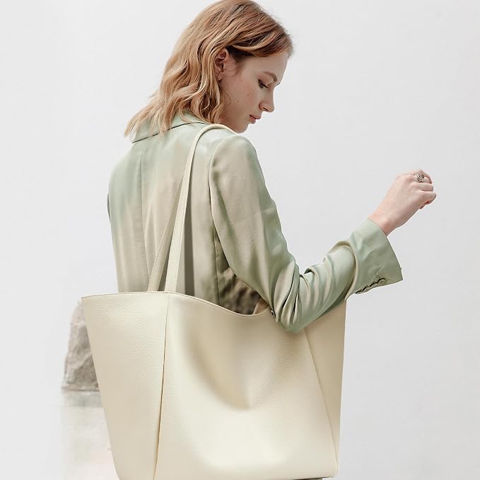 KALIDI Large Tote Bag Vegan Leather Casual Zipper Work Bag Weekender Hobo - Image 7