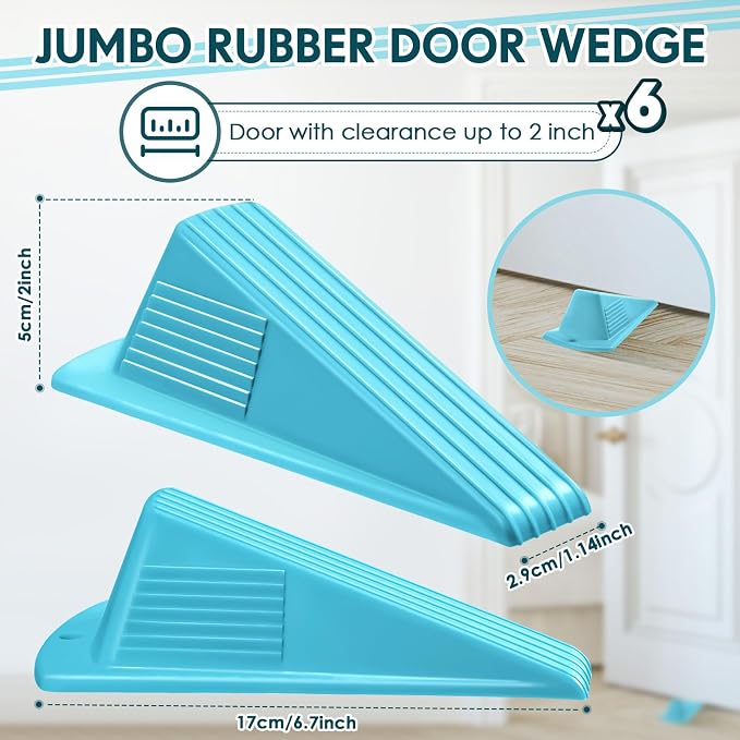 Frienda 6 Pcs Jumbo Door Stoppers Heavy Duty Door Stopper Tall up to 2inch Tall - Image 2