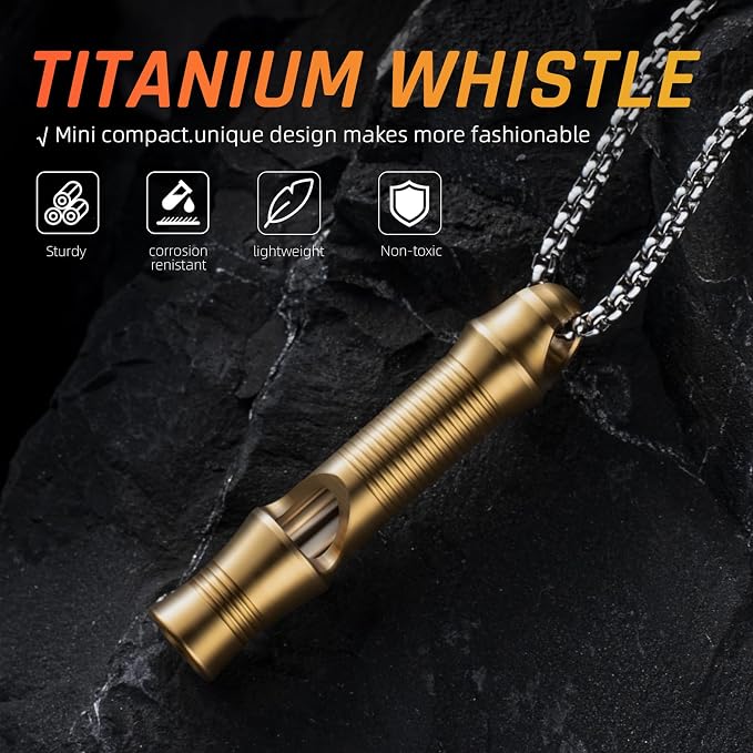 TISUR Titanium Emergency Whistle, EDC Safety Whistles Necklace Loud up to 120db - Image 5