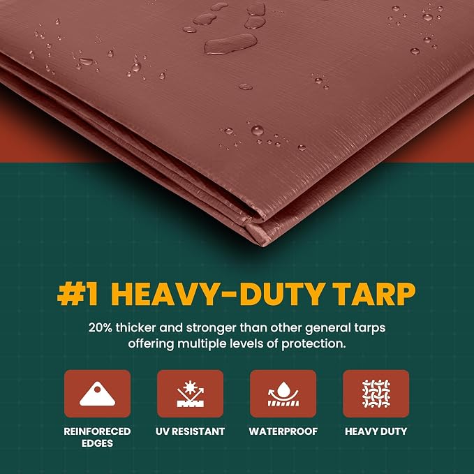 Tarp Cover White Heavy Duty 20 Mill Thick Material, Waterproof 20'X20' Great - Image 4