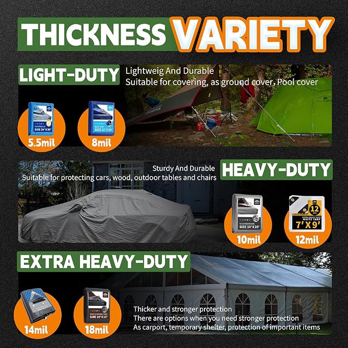 RAINDEWAY Tarps Heavy Duty Waterproof 30x60 Feet, 10 Mil Thick Multipurpose UV - Image 8