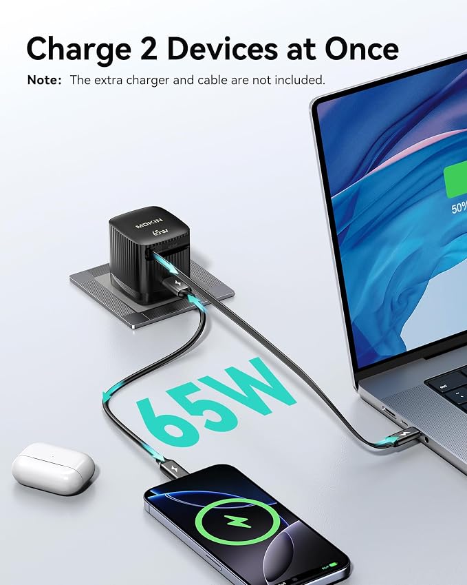 65W Retractable Wall Charger, PD Fast USB C Charger Block - Image 4