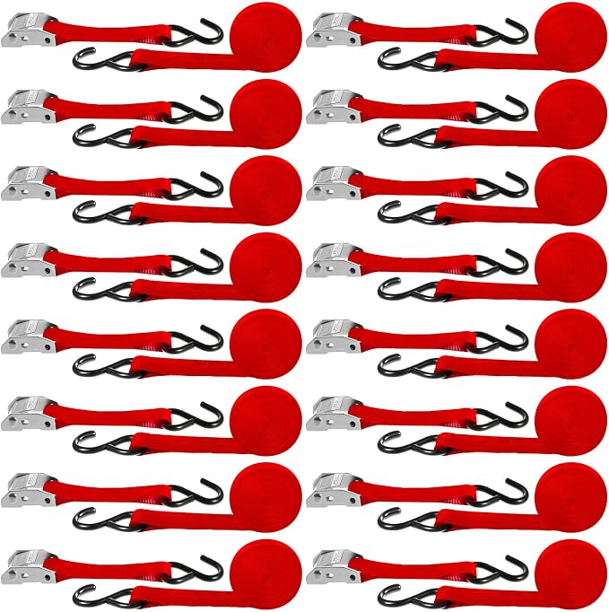 16 Pcs Cambuckle Tie Down Straps 1763lbs Break Strength Securing Straps 1'' x by Riakrum