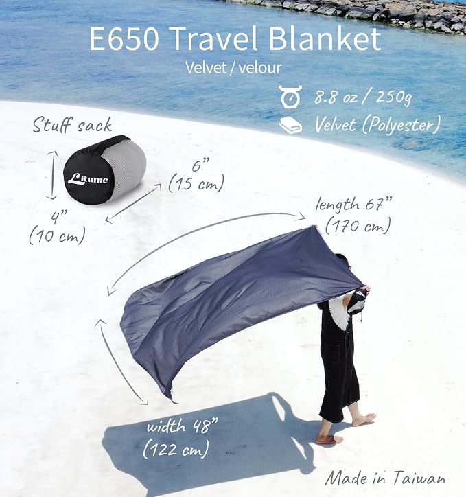 Travel Blanket Lightweight and Breathable, 67 x 48 in Soft Airplane Flight - Image 2