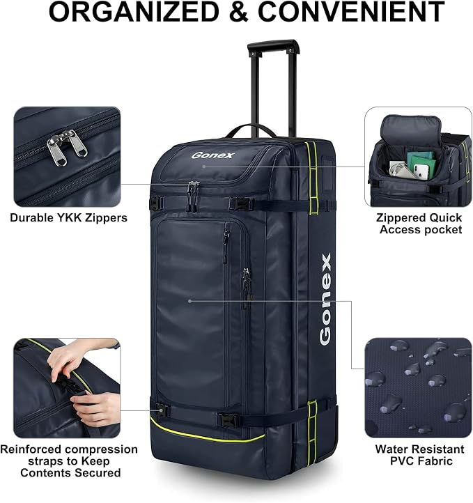 Gonex Rolling Duffle Bag with Wheels, 100L Water Repellent Large Wheeled Travel - Image 4