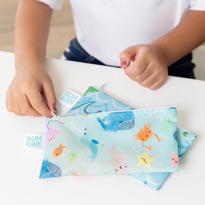 Bumkins Reusable Snack Bags, for Kids School Lunch and for Adults Portion - Image 2