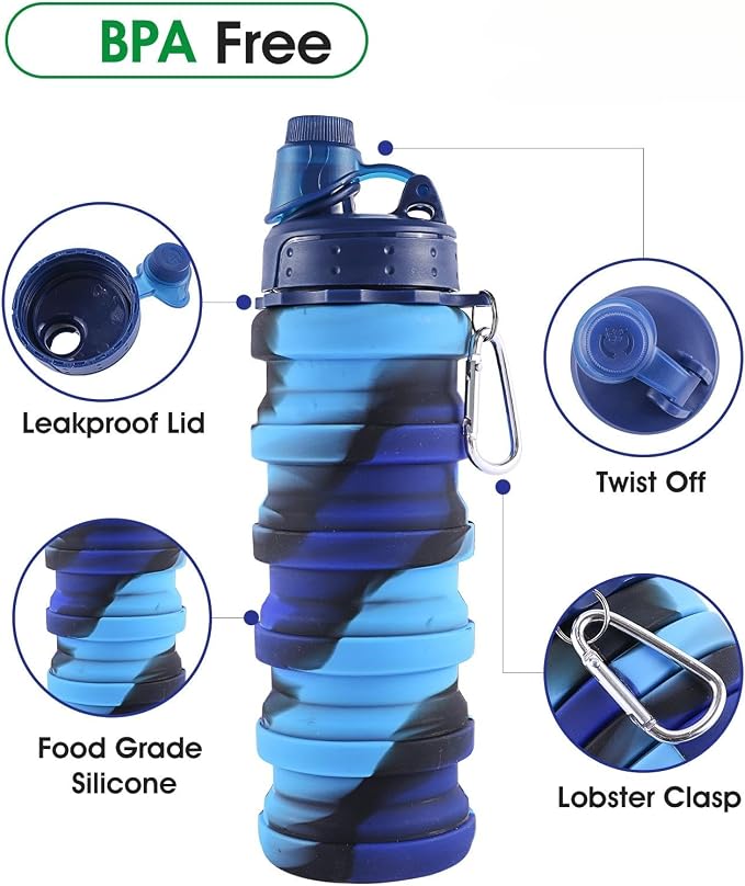 Collapsible Water Bottles for Travel, Foldable Sports Water Bottle for Kids - Image 3