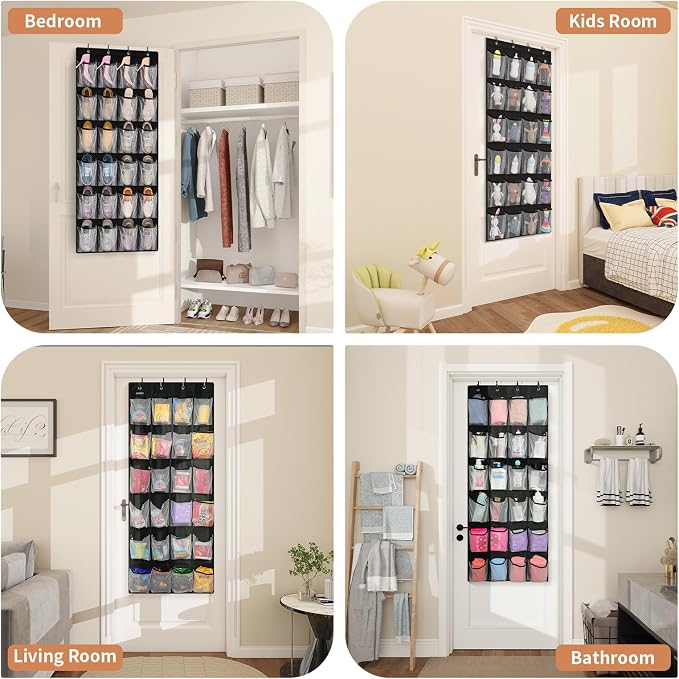 FENTEC 2 Pack Large Over The Door Shoe Organizer, 24 Pockets Mesh Hanging Shoe - Image 5