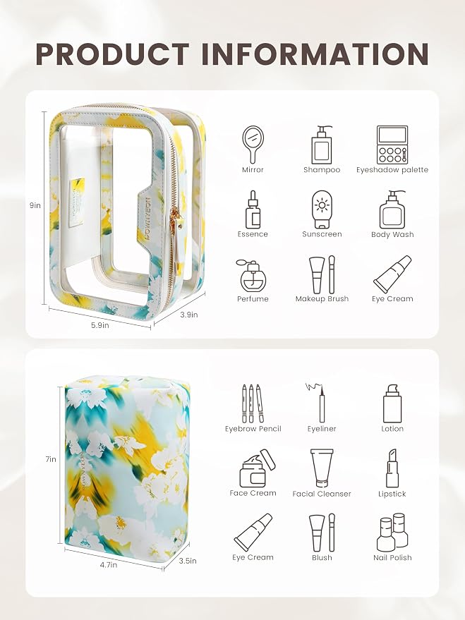 ROWNYEON Clear Makeup Case Toiletry Bag Multipurpose Travel Makeup Train Case - Image 7