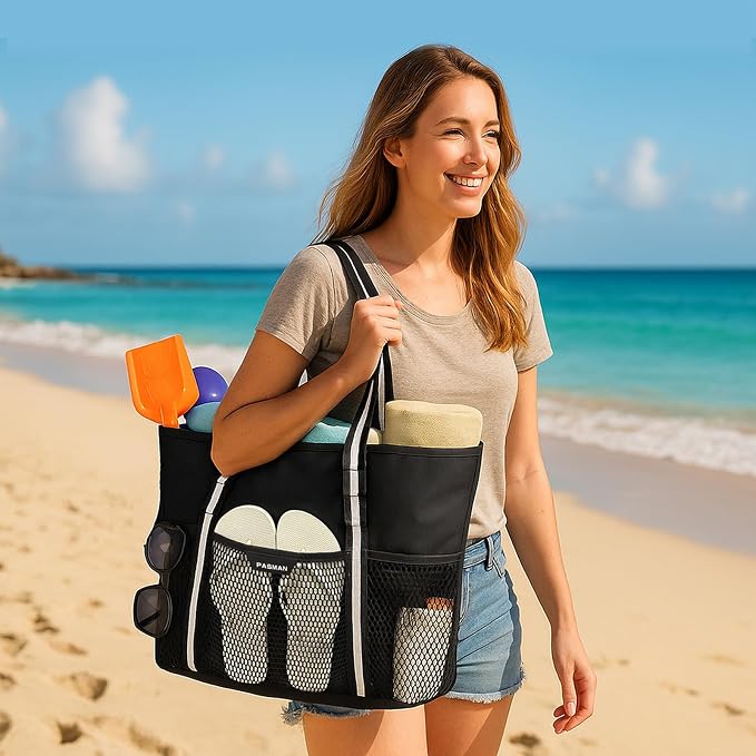 Beach Bag with Zipper - Image 7