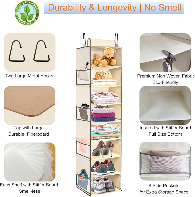 Large-Sized Hanging Shoe Organizer 8-Shelf, Hanging Closet Organizer - Image 5