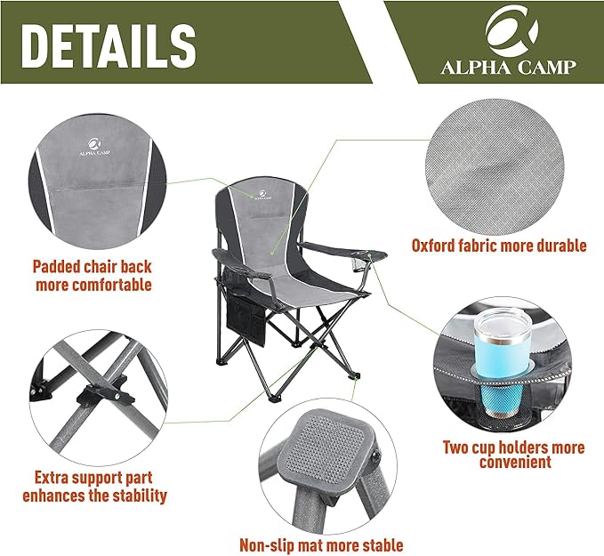 ALPHA CAMP Oversized Camping Folding Chair - Image 4