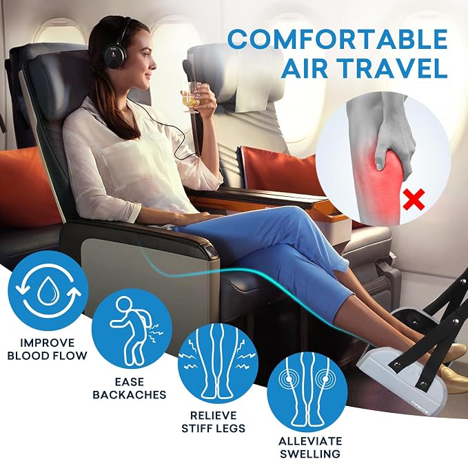 2 Pack Airplane Footrest with Comfortable No Clashing Base, Portable Foot Rest - Image 2