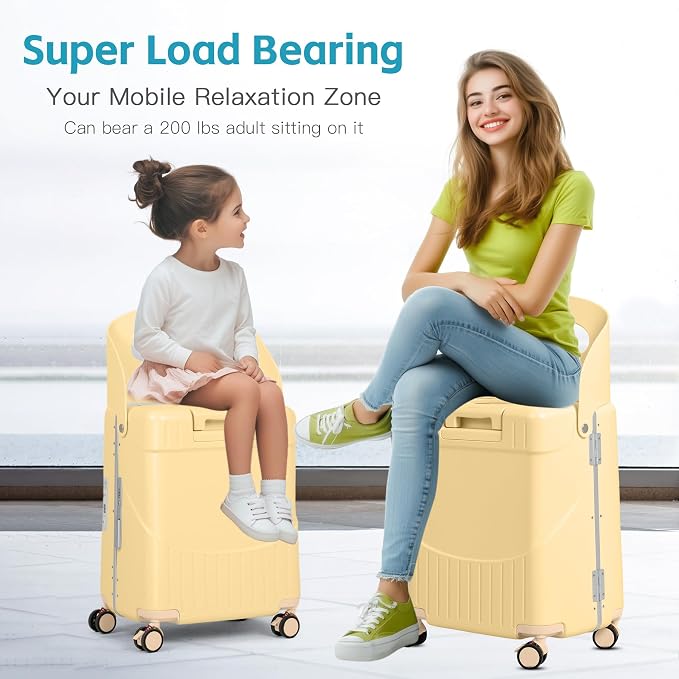 22" Ride-On Luggage with Seat for Kids & Adults, Lightweight Hardside Ride-On - Image 6