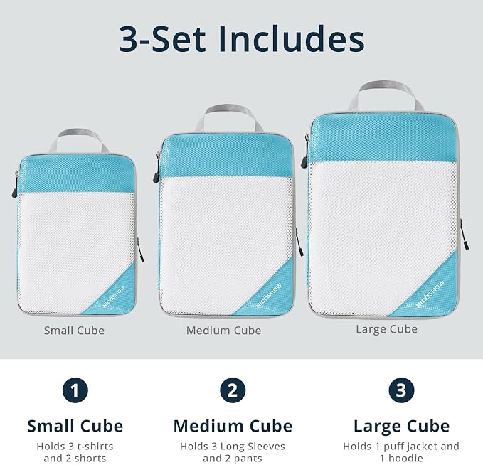 Compression Packing Cubes 6 Set, Compressible Space-Saving Packing Cubes - Image 3