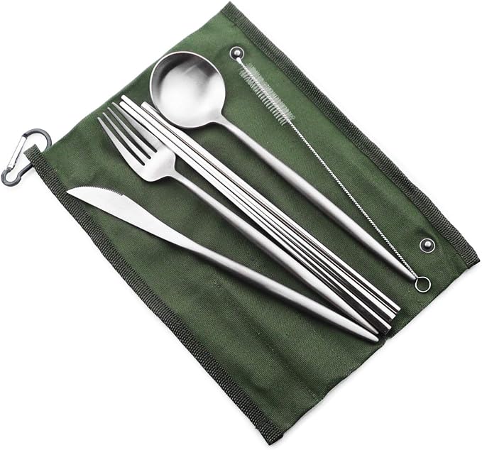 Gugrida Reusable Travel Utensils, 7 Pieces Portable 18/10 Stainless Steel - Image 4