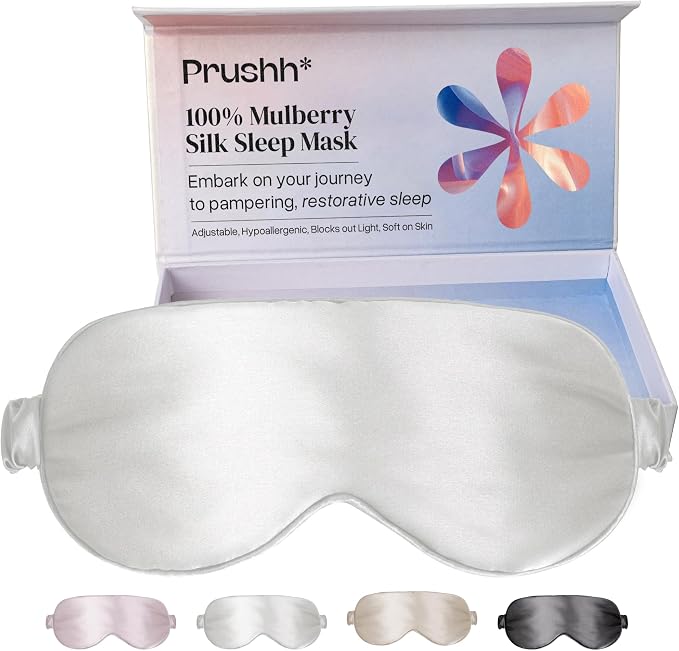 Adjustable Silk Sleep Mask Eye Covers | 100% Pure 6A Mulberry Silk | Blackout & by PrushhLifestyle