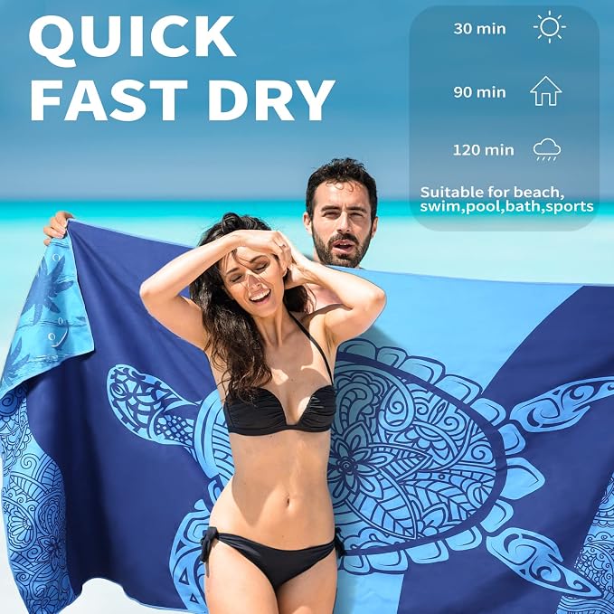 4 Pack Lightweight Thin Beach Towel Oversized 71"x32" Big Extra Large - Image 3