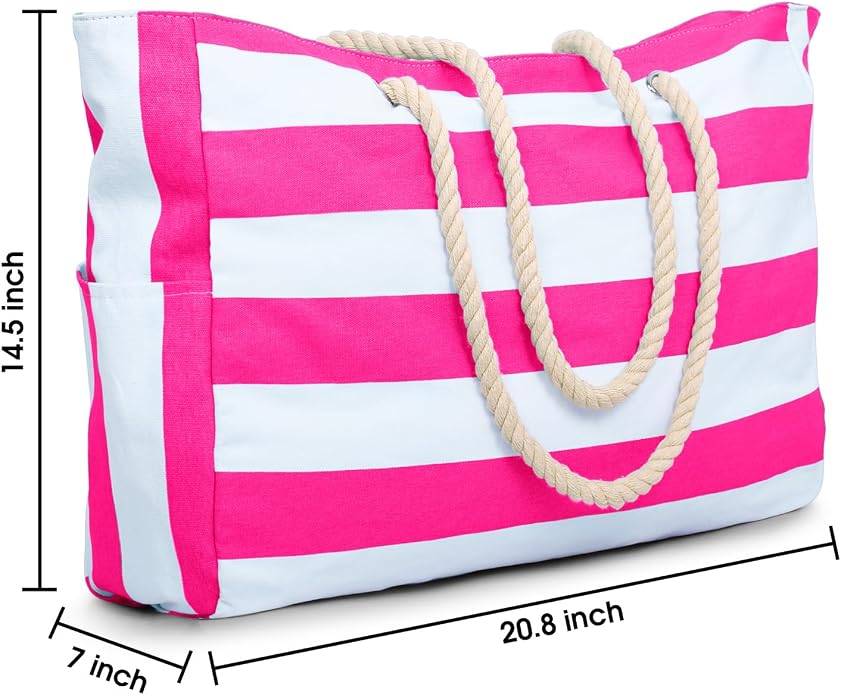 Becokan Beach Bags for Women Large Waterproof Beach Tote Bag Zipper Beach Bags - Image 4