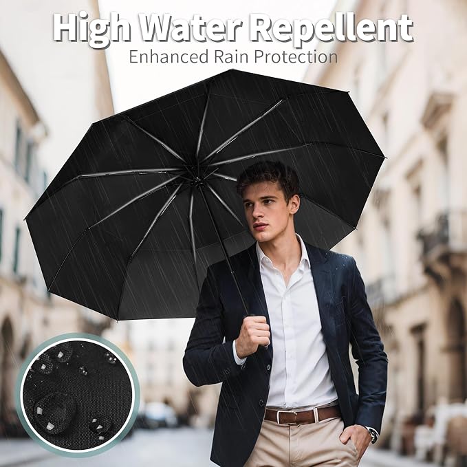 Seniny Windproof Travel Umbrella, Double Vented Canopy Large Umbrellas - Image 5