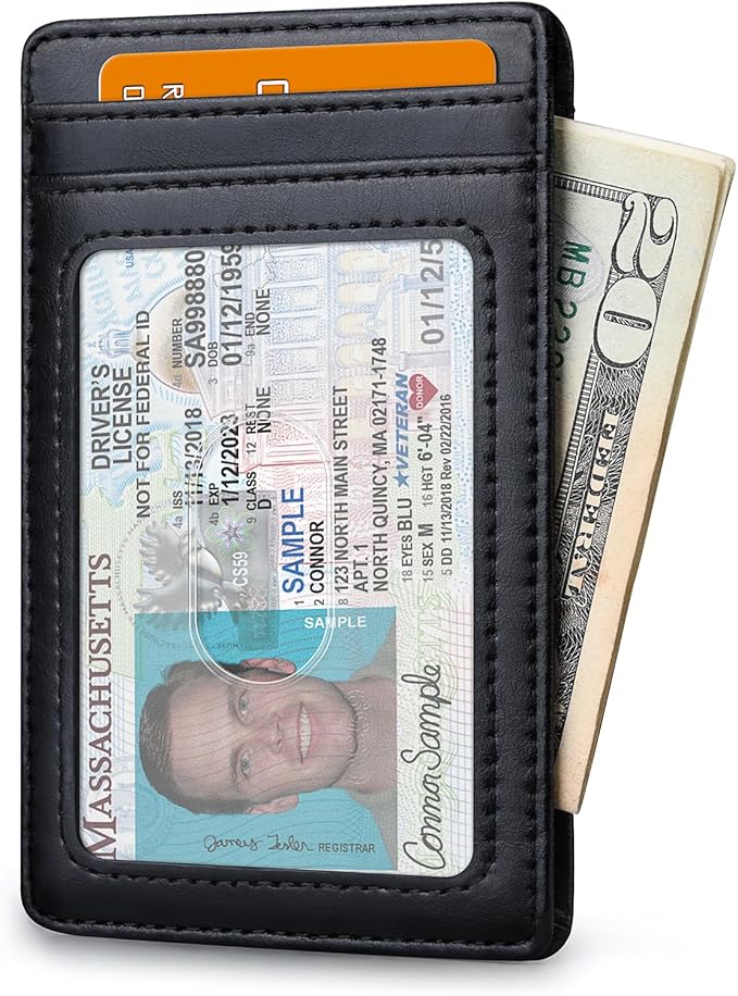 Buffway Mens Slim Wallet, Minimalist Thin Front Pocket Leather Credit Card - Image 2