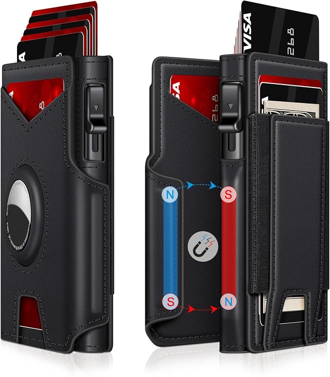 Airtag Wallet for Men, Minimalist Slim Mens Wallet Smart Pop Up Credit Card by IITRRS