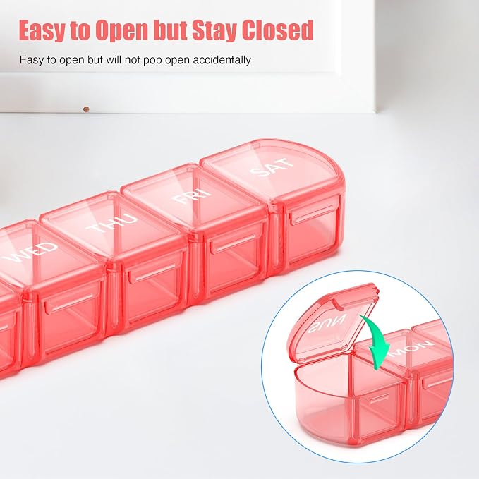 Extra Large Pill Organizer 2 Pack, XL Pill Box 7 Day, Weekly Pill Case - Image 3