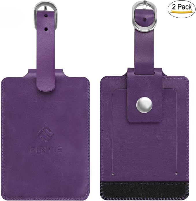FINTIE 2 Pack Luggage Tags, Leather Name ID Labels - Image 2