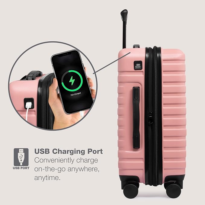 U.S. Traveler Boren Polycarbonate Hardside Rugged Travel Suitcase Luggage - Image 4
