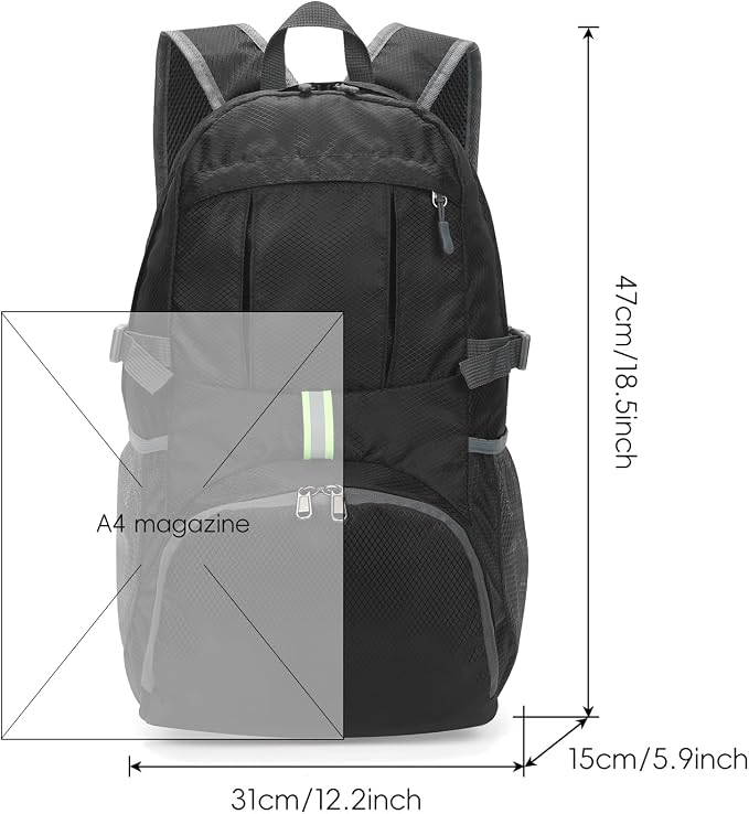 Yaopeing Lightweight Backpack, 25L Foldable Hiking Packable, Water Resistant - Image 6