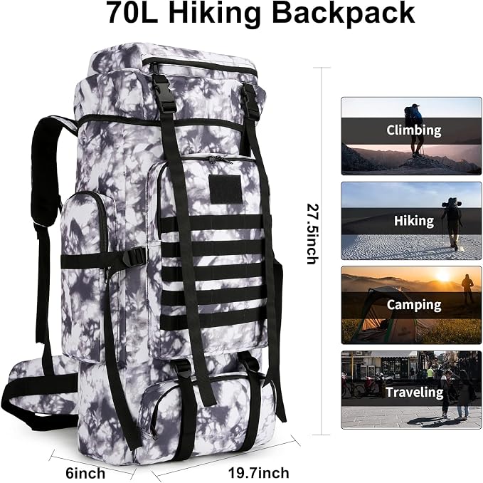 Hiking Backpack for Men 70L/100L Camping Backpack Military Rucksack Molle 3 - Image 2