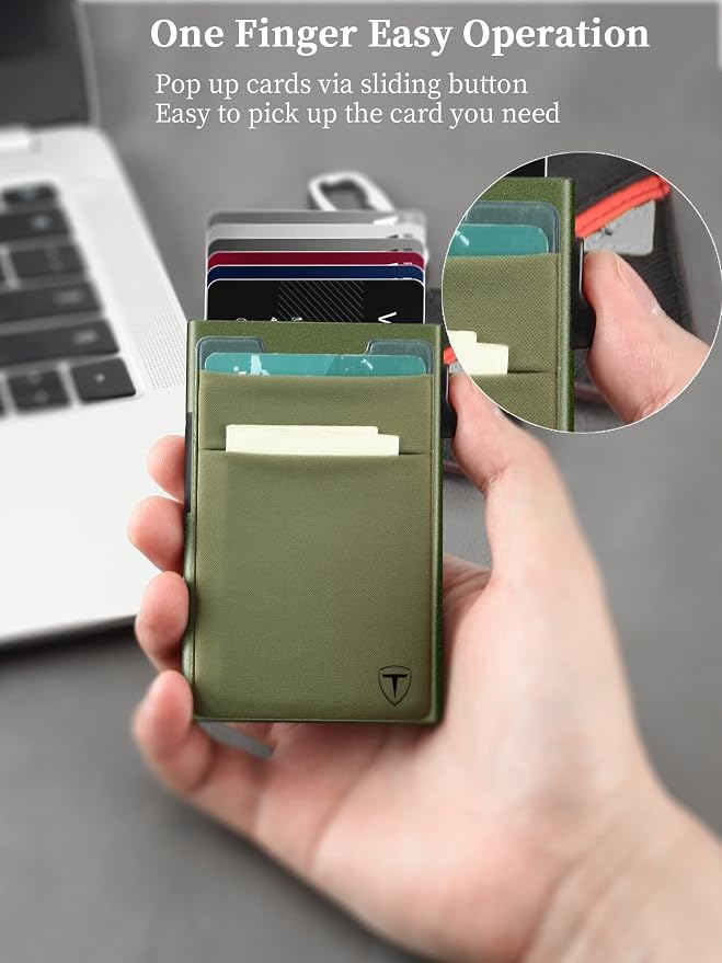 Slim Wallet for Men, Pop Up Credit Card Wallet Aluminum Minimalist RFID - Image 2