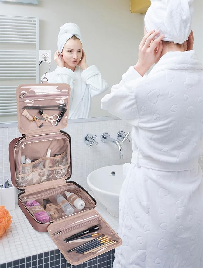 Brown Toiletry Bag, Makeup Organizer, Travel Bag - Image 3
