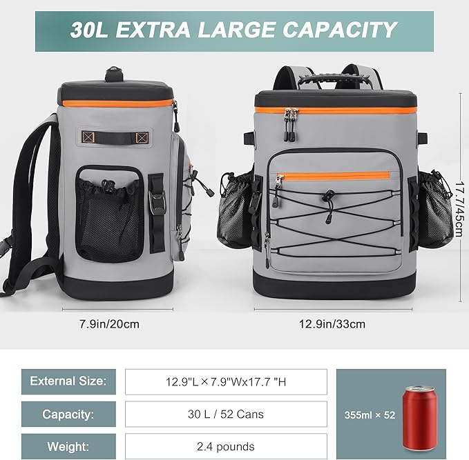 Large 52cans Cooler Backpack, Waterproof, Leak Proof, 30L Large Capacity - Image 2