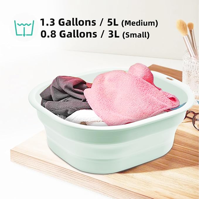 2 Pack Collapsible Wash Basin Set, Foldable Dish Tub, Small Medium Portable Sink - Image 3