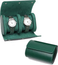 Watch Travel Case, Luxury Leather Watch Roll 2 Slot Organizer Box, Jewelry by Rudmox