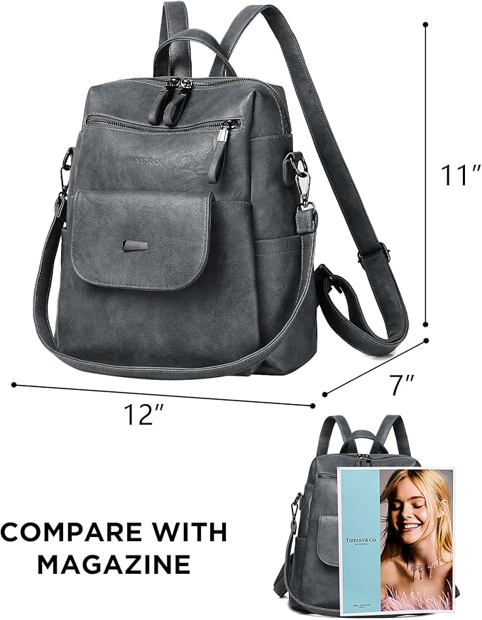 PU Leather Backpack Purse for Women Fashion Multipurpose Design Handbag Ladies - Image 2