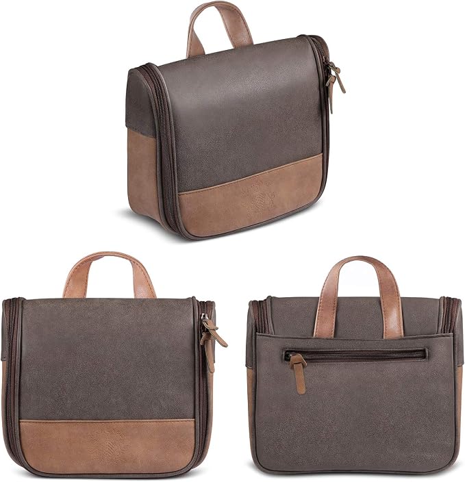 Hanging Toiletry Bag for Men VANCASE Vintage Leather Shaving Dopp Kit Medium - Image 5