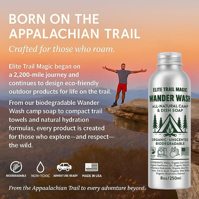 Wander Wash -Biodegradable Camp & Dish Soap Unscented | Made in USA | Organic - Image 3