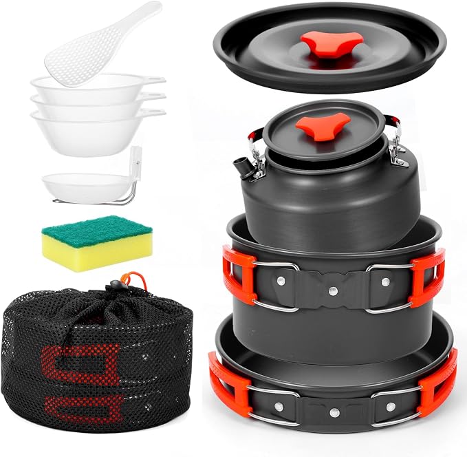 8pcs Camping Cookware Camping Pots and Pans Set - Image 6